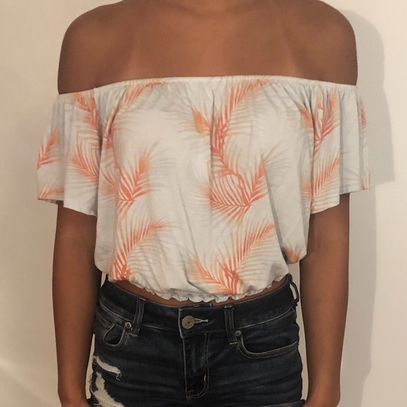 Tropical print off-shoulder top - Picture 1 of 2